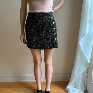 Gold and black tweed mini skirt